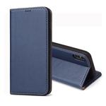 For iPhone X / XS Dermis Texture PU Horizontal Flip Leather Case with Holder & Card Slots & Wallet(Blue)
