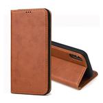 For iPhone X / XS Dermis Texture PU Horizontal Flip Leather Case with Holder & Card Slots & Wallet(Brown)