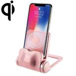 4 in 1 360 Degrees Rotation Phone Charging Desktop Stand Holder with Qi Standard Wireless Charging, For iPhone, Huawei, Xiaomi, HTC, Sony and Other Smart Phones(Rose Gold)