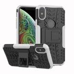 For iPhone X / XS Tire Texture TPU+PC Shockproof Case with Holder (White)