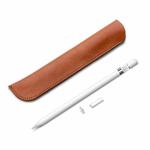 HQ57 Genuine Leather Texture Apple Pencil Plug-in Capacitive Pen Protective Case for iPad Pro(Light Brown)