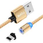 TOPK AM23 2m 2.4A Max USB to 8 Pin Nylon Braided Magnetic Charging Cable with LED Indicator(Gold)