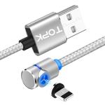 TOPK AM30 2m 2.4A Max USB to 8 Pin 90 Degree Elbow Magnetic Charging Cable with LED Indicator(Silver)