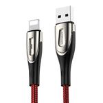 JOYROOM S-M411 Sharp Series 3A 8 Pin Interface Charging + Transmission Nylon Braided Data Cable with Drop-shaped Indicator Light, Cable Length: 1.2m(Red)