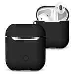 Frosted Rubber Paint + PC Bluetooth Earphones Case Anti-lost Storage Bag for Apple AirPods 1/2(Black)