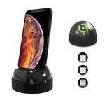 XBX-018 Multi-function 8 Pin + USB-C / Type-C + Micro USB 3 in 1 Phone Charging Holder Stand (Black)