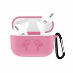 For AirPods Pro Silicone Flip Cover Earphone Protective Case with Anti-drop Buckle(Pink)