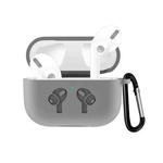 For AirPods Pro Silicone Flip Cover Earphone Protective Case with Anti-drop Buckle(Grey)
