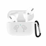For AirPods Pro Silicone Flip Cover Earphone Protective Case with Anti-drop Buckle(White)