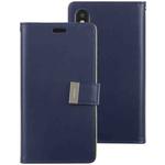 For iPhone XS GOOSPERY RICH DIARY Crazy Horse Texture Horizontal Flip Leather Case with Card Slots & Wallet (Dark Blue)