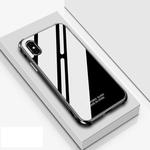 Crystal Cube Shockproof Airbag Tempered Glass + Metal Frame Case for iPhone XS / X (Black)