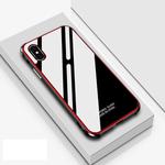 For iPhone X / XS Crystal Cube Shockproof Airbag Tempered Glass + Metal Frame Case (Red)