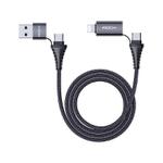 ROCK R12 Multifunction PD Fast Charging 4 In 1 3A Micro USB & Type-C to 8 Pin & Type-C Braided Data Cable, Length: 1m (Black)