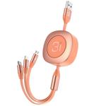 ROCK G3 5V 3.6A 3 in 1 8 Pin + Micro USB + USB-C / Type-C Retractable Fast Charging Data Cable, The Maximum Length: 1.2m(Orange)
