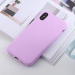 For iPhone X / XS Shockproof Solid Color Liquid Silicone Feel TPU Case (Purple)