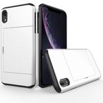 For iPhone XR Shockproof Rugged Armor Protective Case with Card Slot(White)