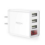 ROCK T14 Pro 3 USB Digital Travel Charger Power Adapter, Chinese Plug(White)