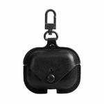For AirPods Pro Litchi Texture PU Leather Earphone Protective Case with Hook(Black)