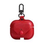 For AirPods Pro Litchi Texture PU Leather Earphone Protective Case with Hook(Red)