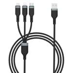 WIWU PT05 3 in 1 USB to USB-C / Type-C + 8 Pin + Micro USB Platinum Data Cable, Cable Length: 1.2m(Black)