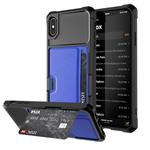 For iPhone X / XS Shockproof Magnetic PC Case with Card Slot (Blue)