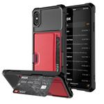 For iPhone X / XS Shockproof Magnetic PC Case with Card Slot (Red)