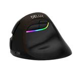 DELUX M618 Mini 2.4G Wireless 2400DPI USB Rechargeable Ergonomic Vertical Mouse (Black)