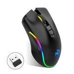 HXSJ T26 2.4GHz 2400DPI Three-speed Adjustable Colorful Illuminate Wireless Optical Mouse with USB-C / Type-C Charging Interface(Black)