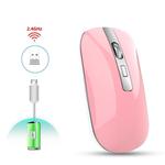 HXSJ M30 Rechargeable Wireless Mouse Metal Wheel Mute 2.4G Office Mouse 500 mAh Built-in Battery(Pink)
