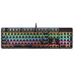 MSEZ HJK820-7 104-keys Electroplated Punk Keycap Colorful Backlit Wired Mechanical Gaming Keyboard, Support Autonomous Shaft Change(Black)