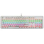 MSEZ HJK820-7 104-keys Electroplated Punk Keycap Colorful Backlit Wired Mechanical Gaming Keyboard, Support Autonomous Shaft Change(Silver)
