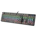 MSEZ HJK900-5 104-keys Electroplated Punk Keycap Colorful Backlit Wired Mechanical Gaming Keyboard(Black)