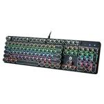 MSEZ HJK900-7 104-keys Electroplated Transparent Character Punk Keycap Colorful Backlit Wired Mechanical Gaming Keyboard(Black)