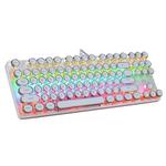 MSEZ HJK917-5 87-keys Electroplated Punk Keycap Colorful Backlit Wired Mechanical Gaming Keyboard, Cable Length: 1.6m(White)
