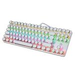 MSEZ HJK917-7 87-keys Electroplated Two-color Transparent Character Punk Keycap Colorful Backlit Wired Mechanical Gaming Keyboard, Cable Length: 1.6m(White)