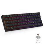 RK61 61 Keys Bluetooth / 2.4G Wireless / USB Wired Three Modes Brown Switch Tablet Mobile Gaming Mechanical Keyboard with RGB Backlight, Cable Length: 1.5m (Black)