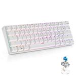 RK61 61 Keys Bluetooth / 2.4G Wireless / USB Wired Three Modes Blue Switch Tablet Mobile Gaming Mechanical Keyboard with RGB Backlight, Cable Length: 1.5m (White)