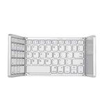 B033 Rechargeable 3-Folding 64 Keys Bluetooth Wireless Keyboard with Touchpad(Silver)