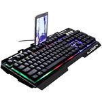 ZGB G700 104 Keys USB Wired Mechanical Feel Glowing Metal Panel Suspension Gaming Keyboard with Phone Holder(Black)