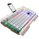 ZGB G700 104 Keys USB Wired Mechanical Feel Glowing Metal Panel Suspension Gaming Keyboard with Phone Holder(Gold)