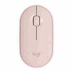 Logitech Pebble Cobblestone Shape Thin 3-keys 1000DPI Mute Wireless Bluetooth Optical Mouse, Wireless Range: 10m (Pink)