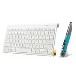 KM-909 2.4GHz Wireless Multimedia Keyboard + Wireless Optical Pen Mouse with USB Receiver Set for Computer PC Laptop, Random Pen Mouse Color Delivery(White)