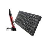 KM-808 2.4GHz Wireless Multimedia Keyboard + Wireless Optical Pen Mouse with USB Receiver Set for Computer PC Laptop, Random Pen Mouse Color Delivery(Black)
