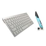KM-808 2.4GHz Wireless Multimedia Keyboard + Wireless Optical Pen Mouse with USB Receiver Set for Computer PC Laptop, Random Pen Mouse Color Delivery(White)
