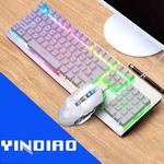 YINDIAO K002 USB Wired Mechanical Feel RGB Backlight Keyboard + Optical Mouse Set(White)