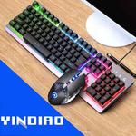 YINDIAO K002 USB Wired Mechanical Feel Sound Control RGB Backlight Keyboard + Optical Silent Mouse Set(Black)