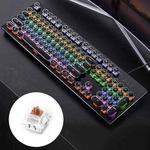 YINDIAO Electroplating Punk Mixed Light USB Mechanical Gaming Wired Keyboard, Tea Shaft (Black)