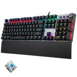 AULA F2088 108 Keys Mixed Light Mechanical Blue Switch Wired USB Gaming Keyboard with Metal Button(Black)