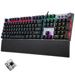 AULA F2088 108 Keys Mixed Light Mechanical Black Switch Wired USB Gaming Keyboard with Metal Button(Black)