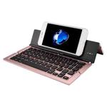F18 Ultra-slim Rechargeable Foldable 58 Keys Bluetooth Wireless Keyboard with Holder(Rose Gold)